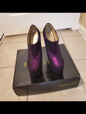 Paper Fox Purple Glitter Ankle Booties - Women's